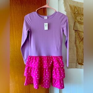 Brand new Hanna Andersson pink and purple ruffle dress size 140